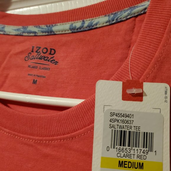 IZOD Men's Saltwater Short Sleeve Solid T-Shirt with Pocket - Picture 4 of 5